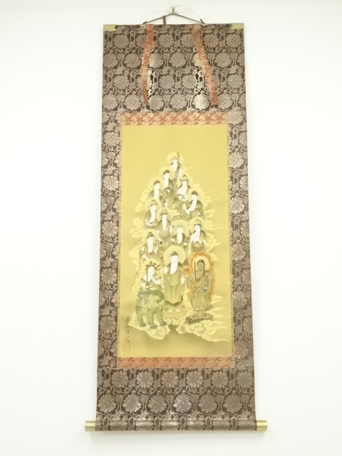 JAPANESE HANGING SCROLL / HAND PAINTED / THIRTEEN BUDDHAS